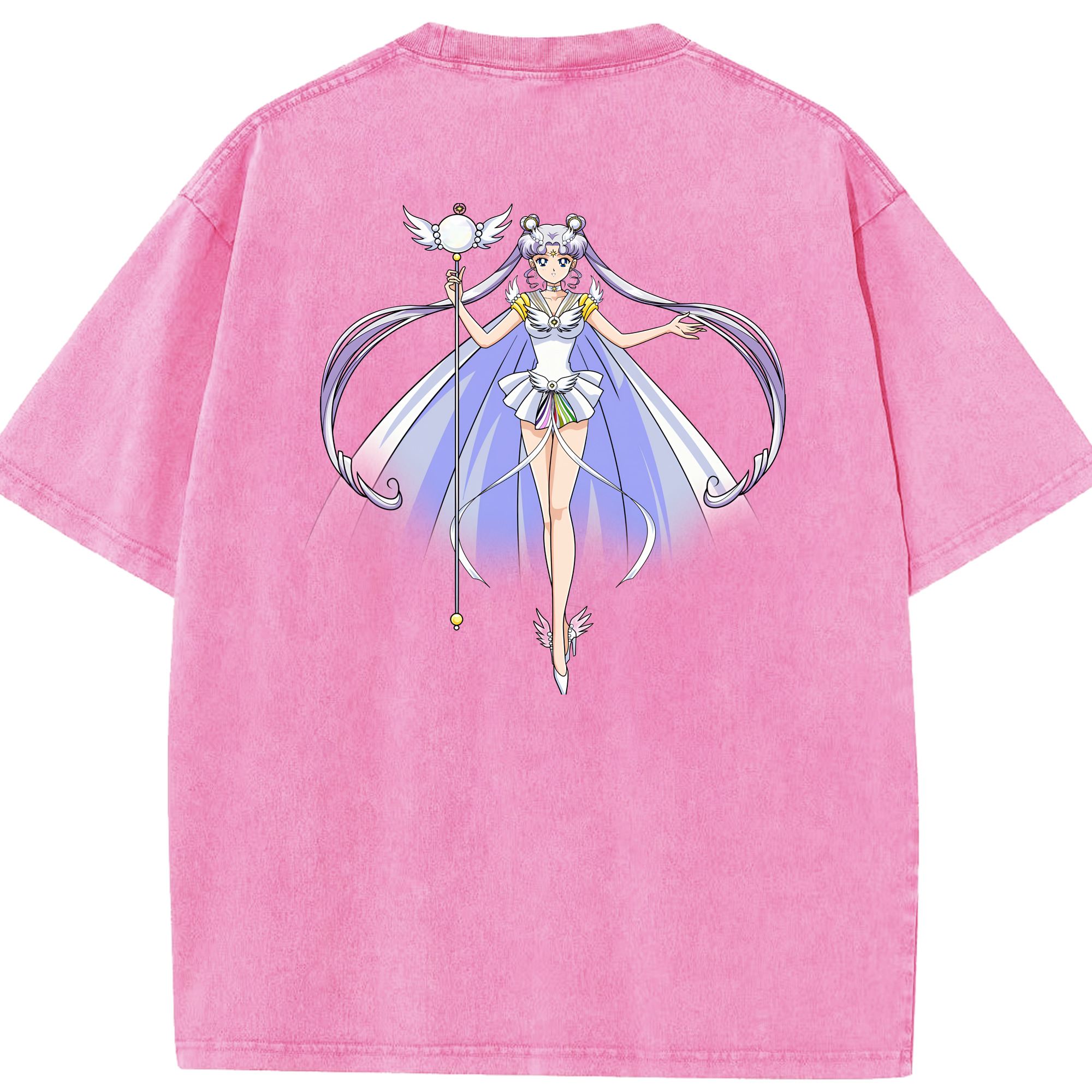 （画像用） 美少女戦士セーラームーン 月野 うさぎ つきの うさぎ Sailor Moon Tsukino Usagi 綿100% ヴィンテージ風 半袖Tシャツ（背面プリント）
